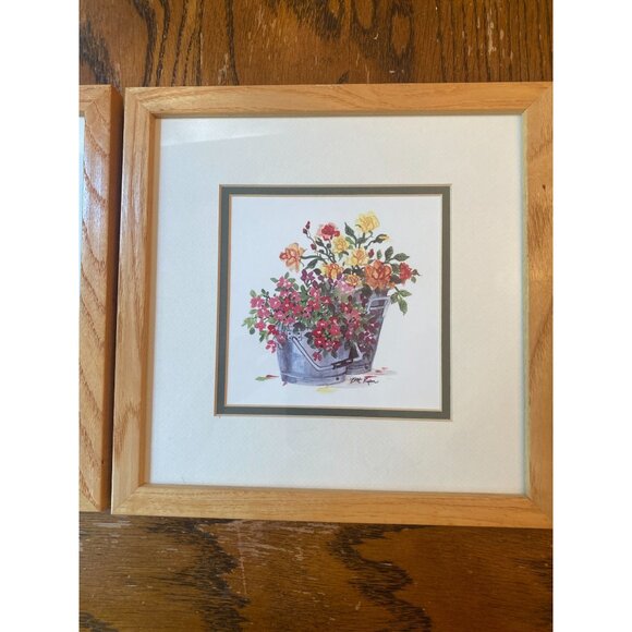 Britt Ryan Set Of 2 Framed Floral Watercolors In Glass With Wooden Frames - Picture 3 of 8